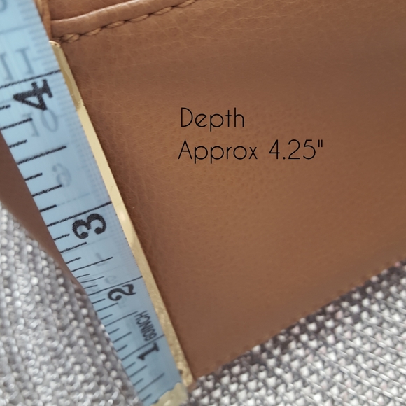 Vtg K Studio🍂Camel Brown Leather Tote shoulder Bag💛Chain Straps - Picture 13 of 15